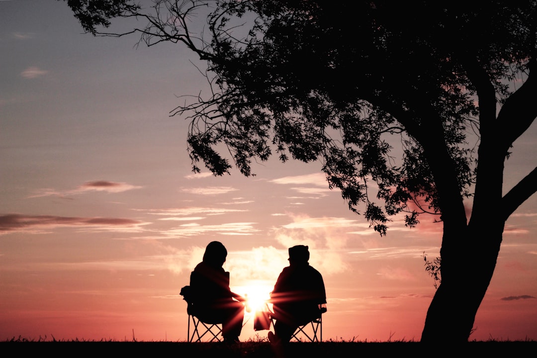 Photo by Harli Marten silhouette of two person sitting on chair near tree